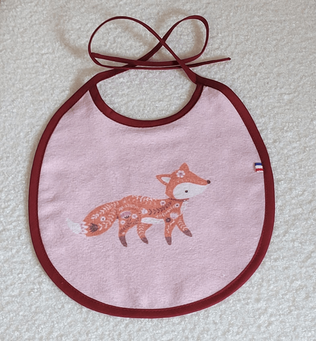Bavoir liens Renard rose