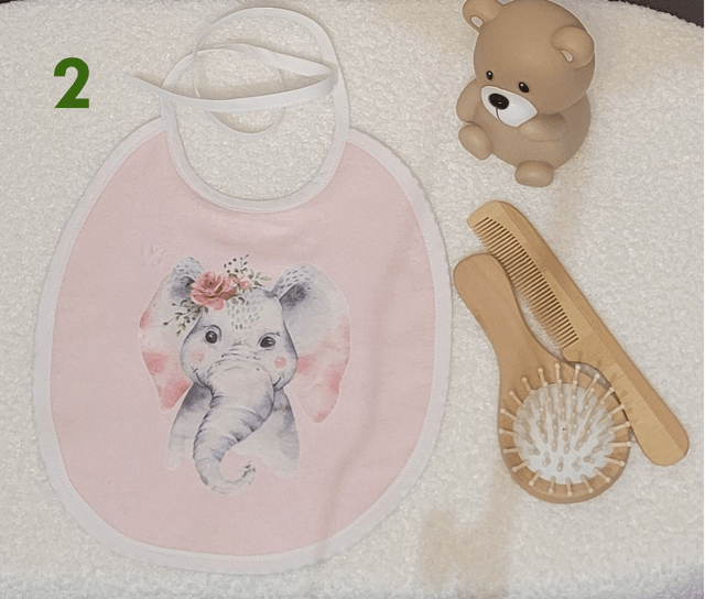 Bavoir liens Animaux aquarelle rose