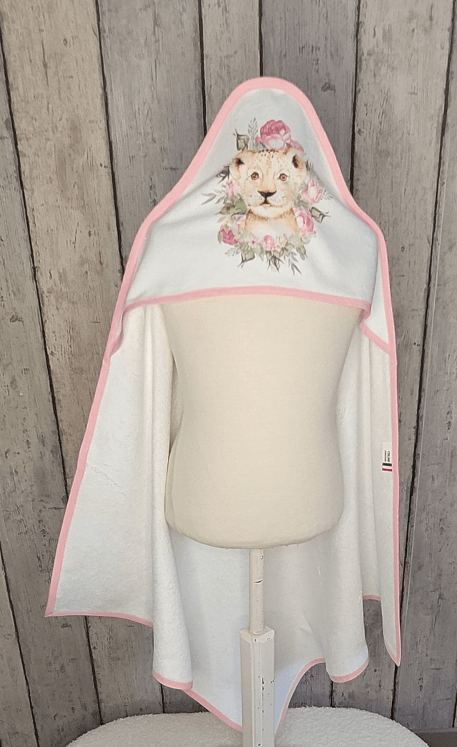 Cape de bain Animaux aquarelle rose