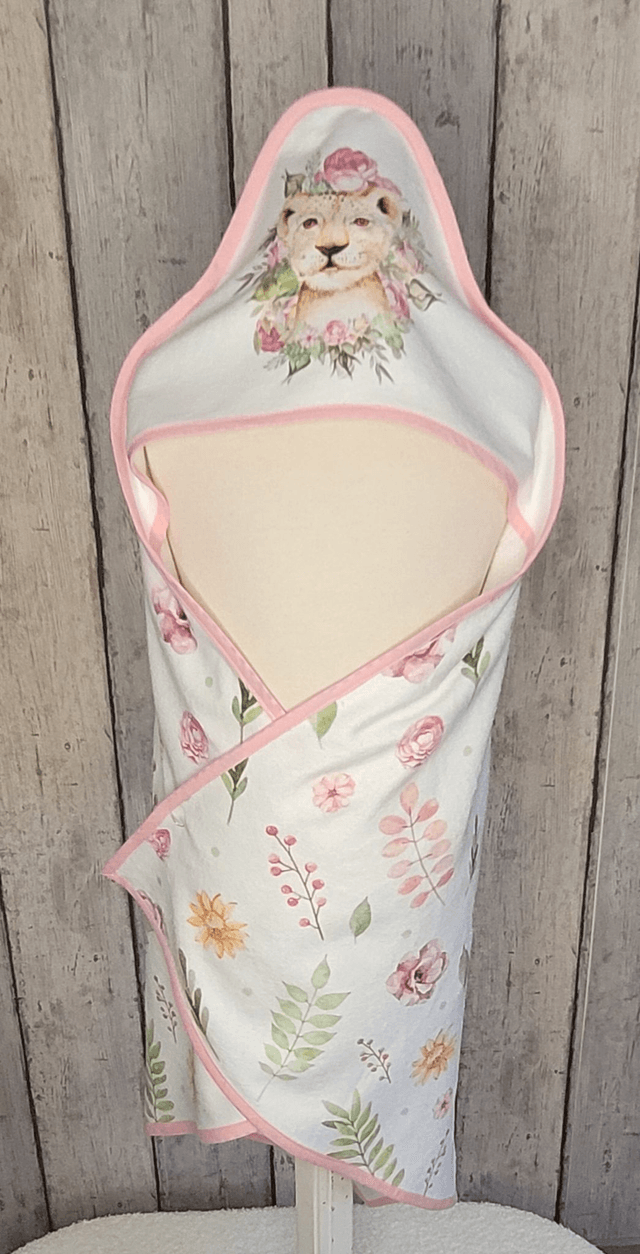 Cape de bain Animaux aquarelle rose