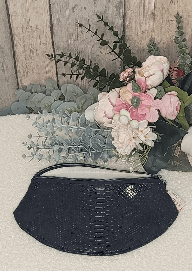Sac banane simili cuir python noir