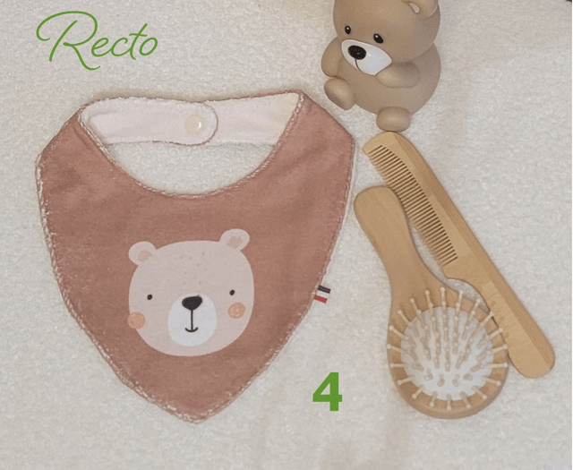 Bavoir bandana double face petit ourson