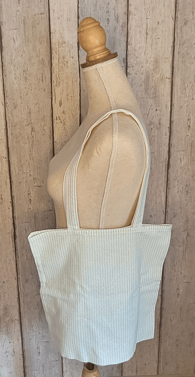 Tote bag rayé vert d'eau et blanc