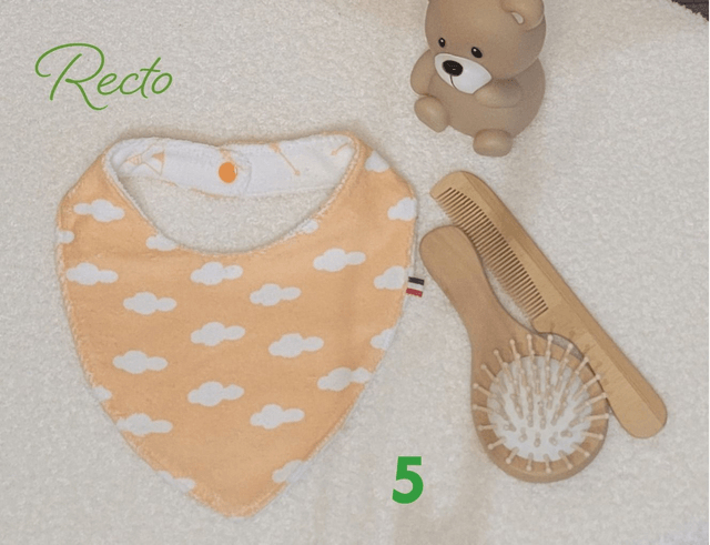 Bavoir bandana double face baby marron ocre