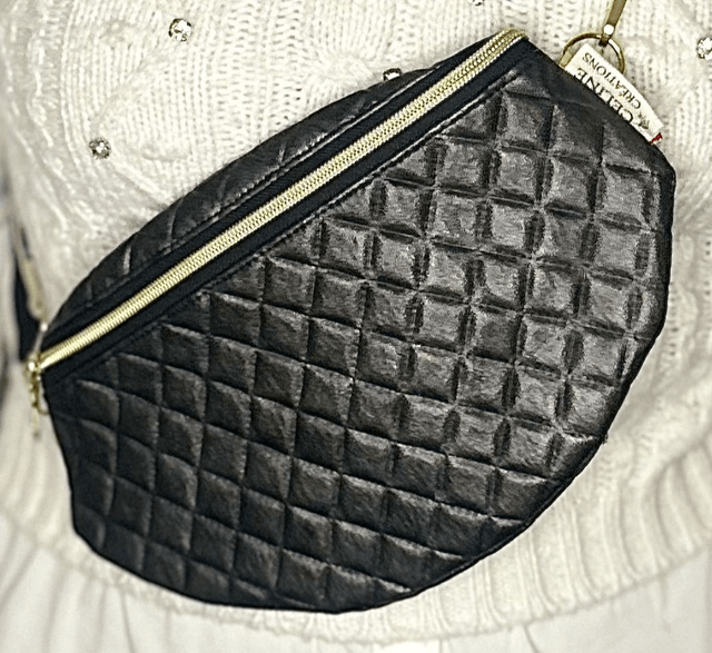 Sac banane simili cuir marron matelassé