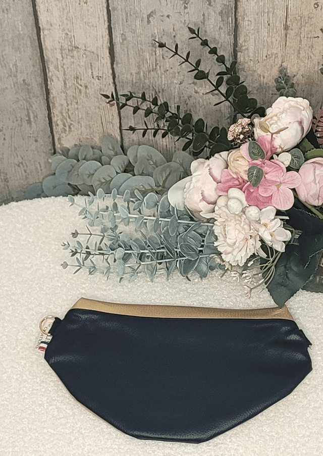 Sac banane simili cuir doré et noir