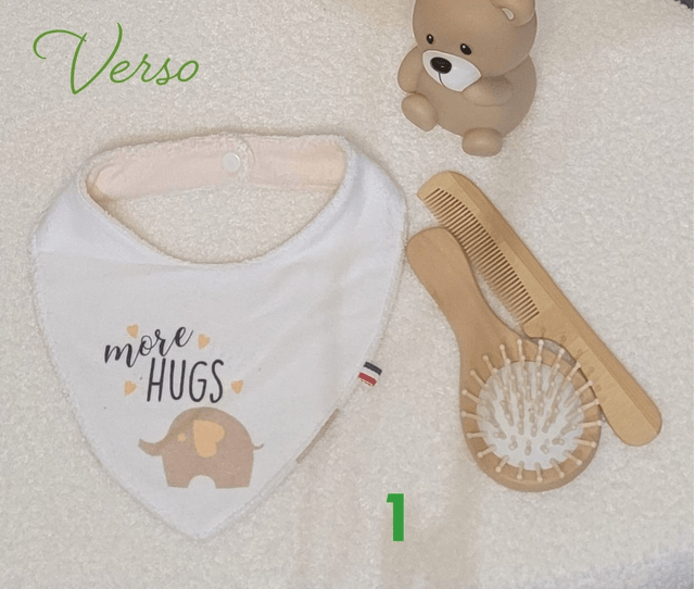 Bavoir bandana double face baby marron ocre