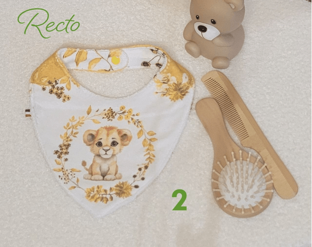 Bavoir bandana double face lionceau aquarelle 