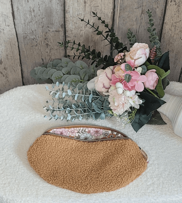 Sac banane bouclette camel