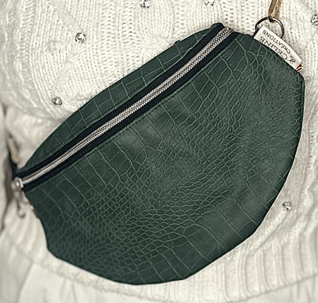 Sac banane simili cuir python vert anglais