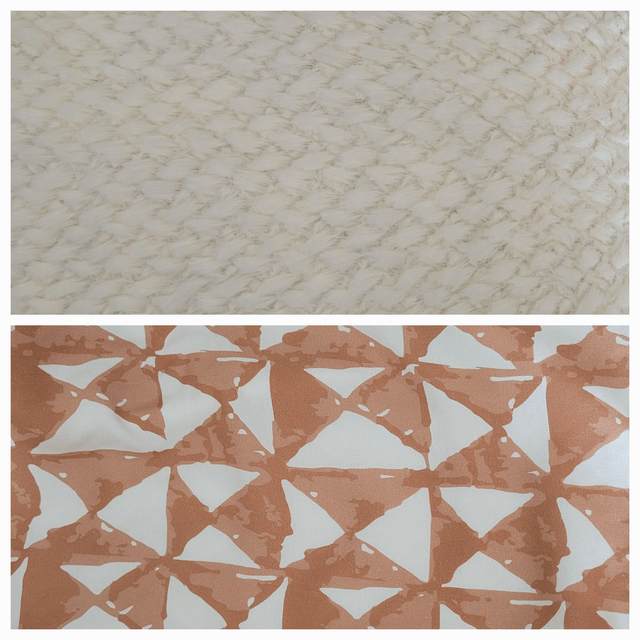 Echarpe / Chèche blanc cassé - motifs géométriques terracotta