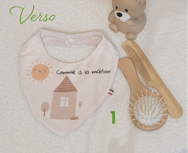 Bavoir bandana double face petit ourson