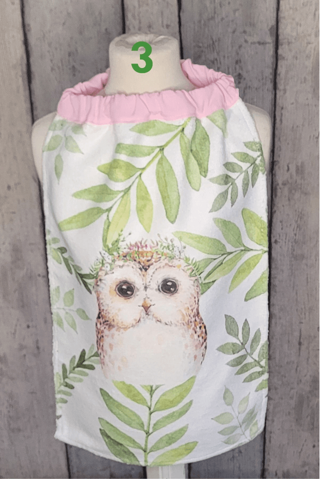 Bavoir - serviette de table tours de cou élastique - Animaux aquarelle rose