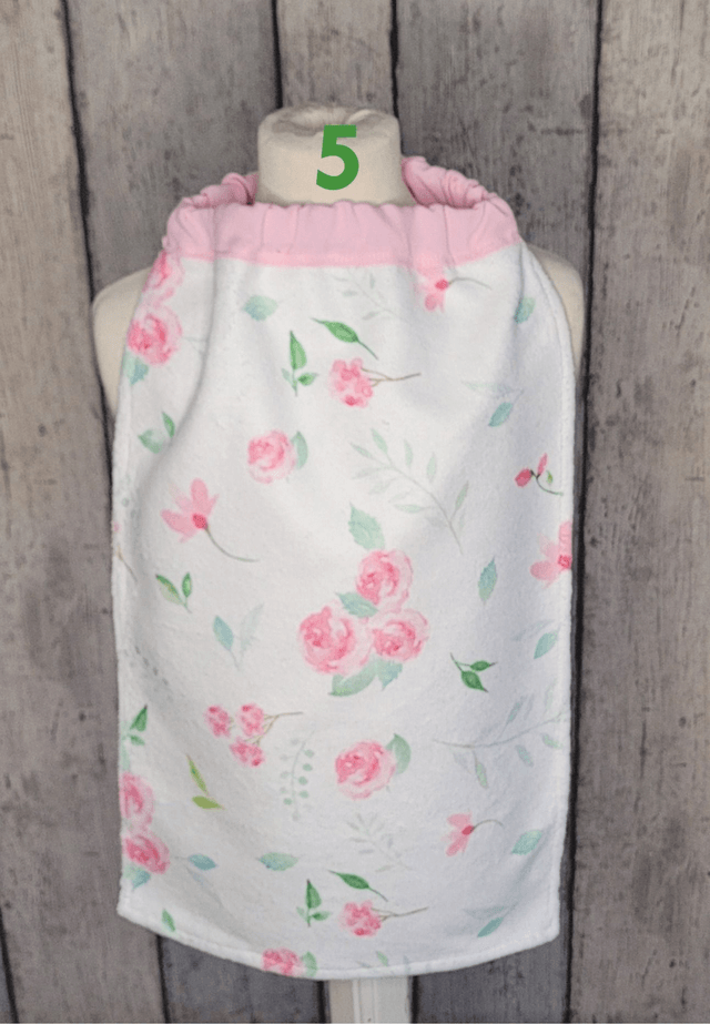 Bavoir - serviette de table tours de cou élastique - Animaux aquarelle rose