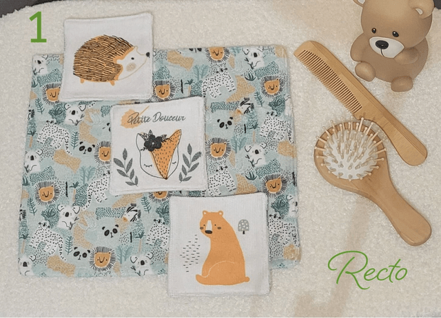 Lot 3 cotons + 1 petite serviette lavables 