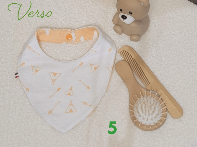 Bavoir bandana double face baby marron ocre