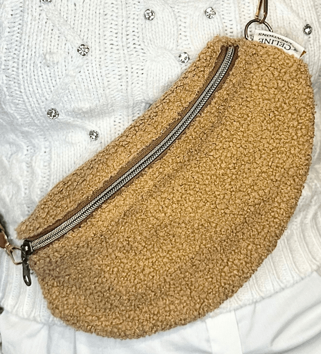 Sac banane bouclette camel