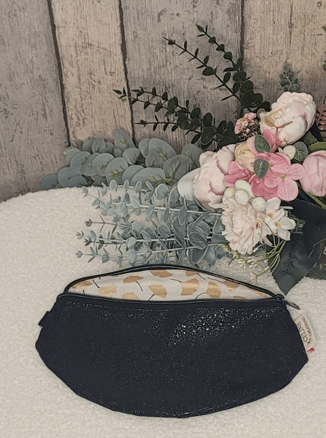 Sac banane simili cuir noir pailleté