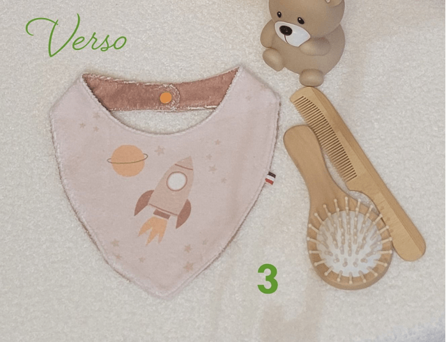 Bavoir bandana double face petit ourson