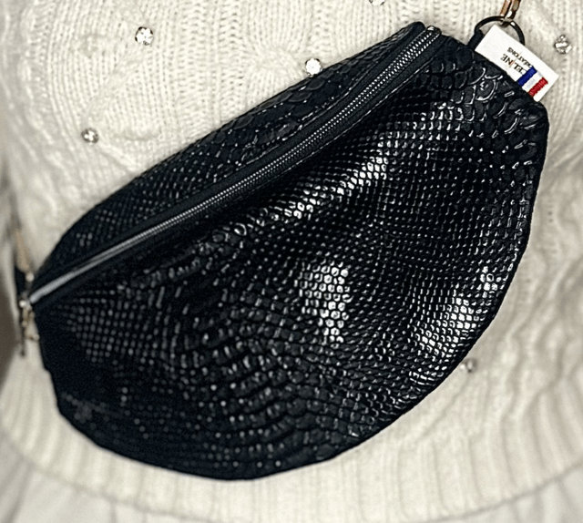 Sac banane simili cuir python noir