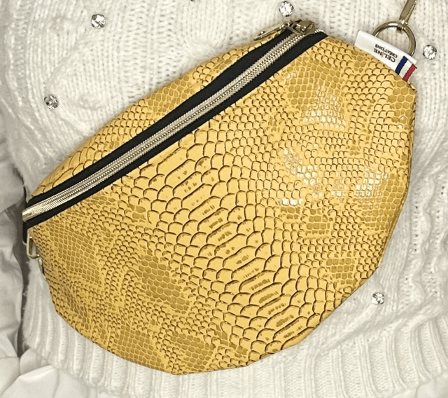 Sac banane simili cuir python jaune