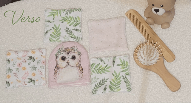Lot 4 cotons + 1 petit gant lavables 