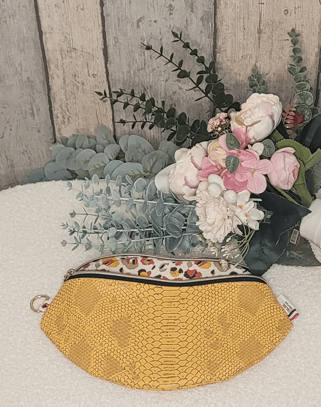 Sac banane simili cuir python jaune
