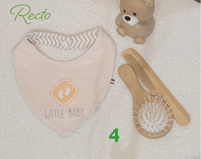 Bavoir bandana double face baby marron ocre
