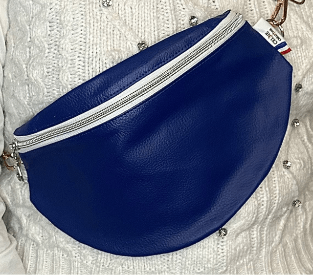 Sac banane simili cuir bleu roi