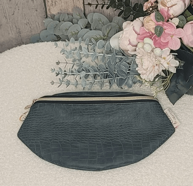 Sac banane simili cuir python vert anglais