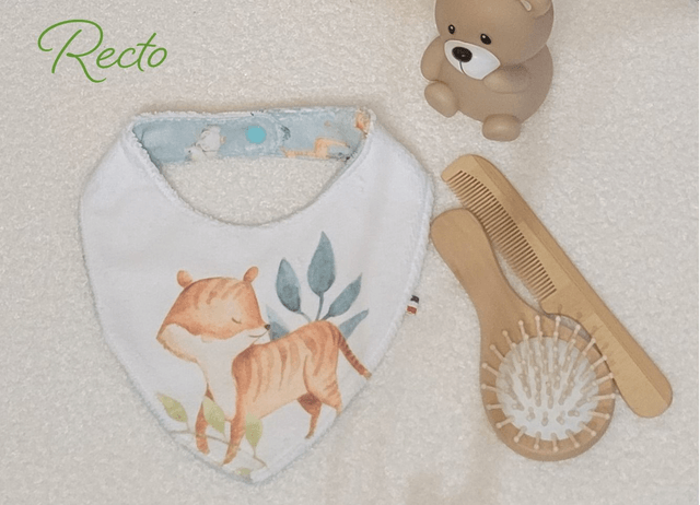 Bavoir bandana double face safari aquarelle animaux 