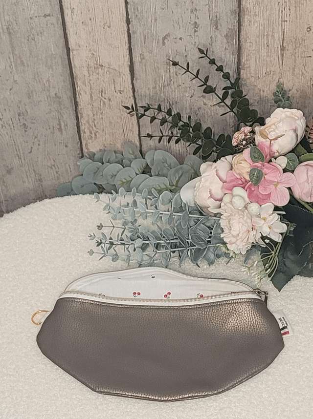 Sac banane simili cuir taupe irisé