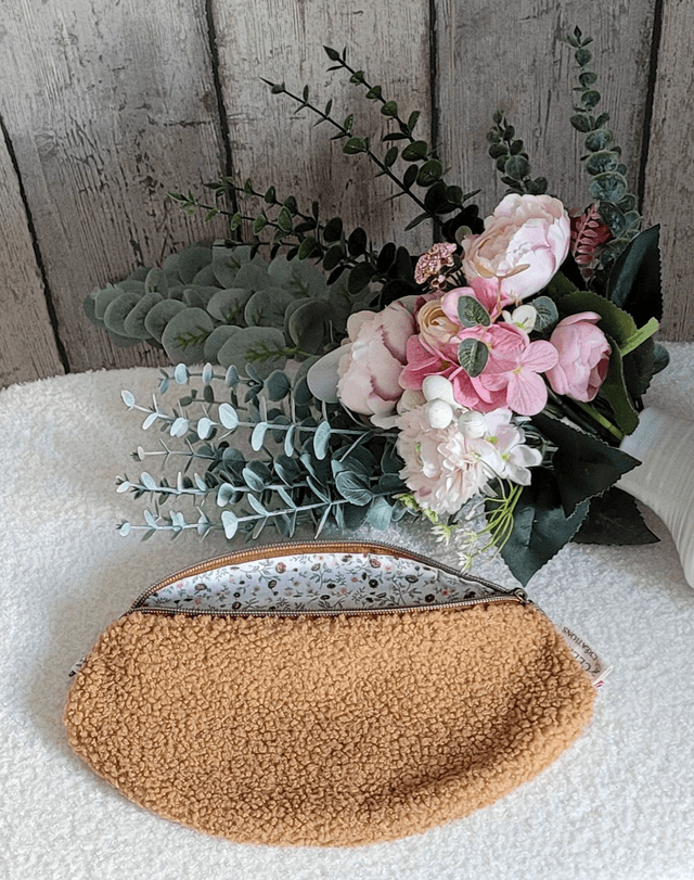 Sac banane bouclette camel