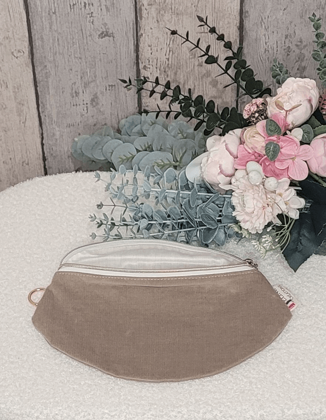 Sac banane velours beige