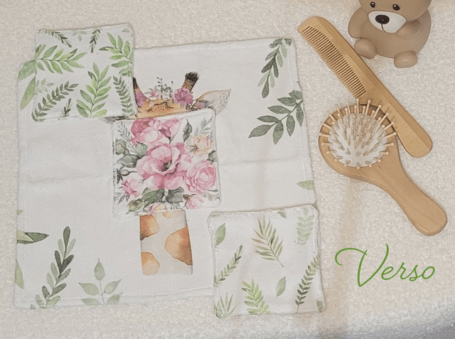Lot 3 cotons + 1 petite serviette lavables 