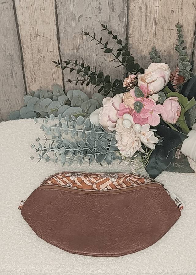 Sac banane simili cuir marron vieilli