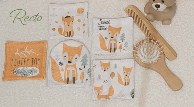 Lot 4 cotons + 1 petit gant lavables 