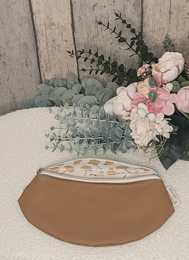 Sac banane simili cuir python camel
