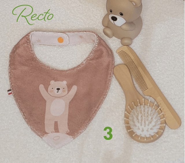 Bavoir bandana double face petit ourson