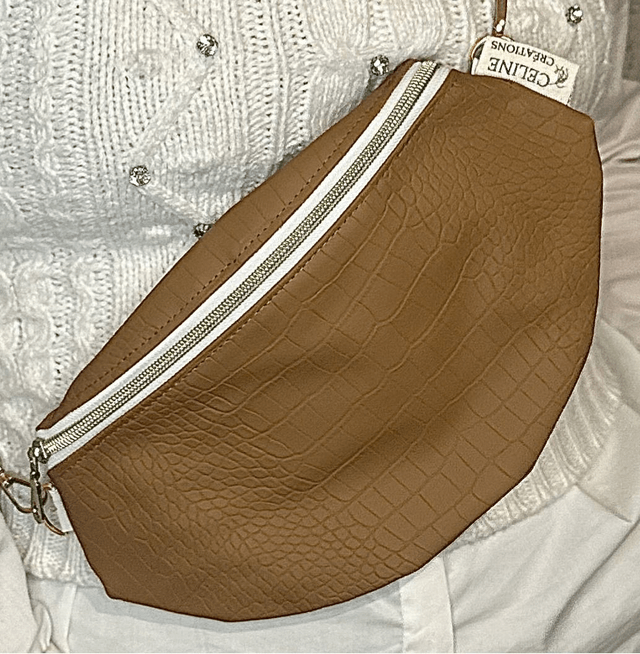 Sac banane simili cuir python camel