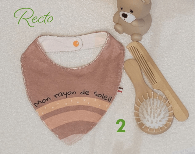 Bavoir bandana double face petit ourson