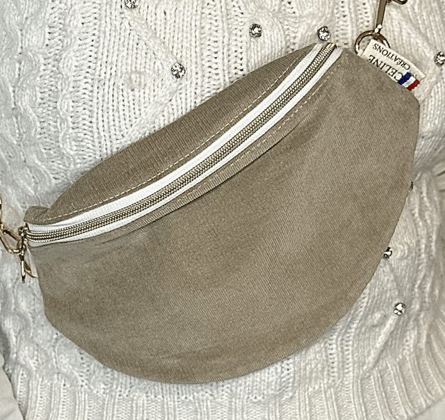 Sac banane velours beige