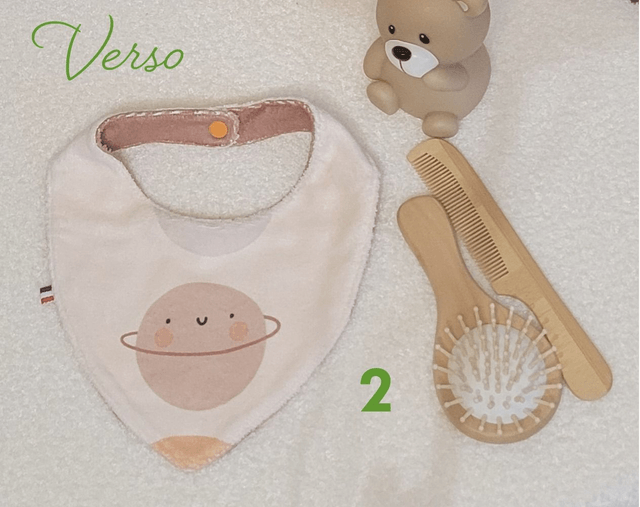 Bavoir bandana double face petit ourson