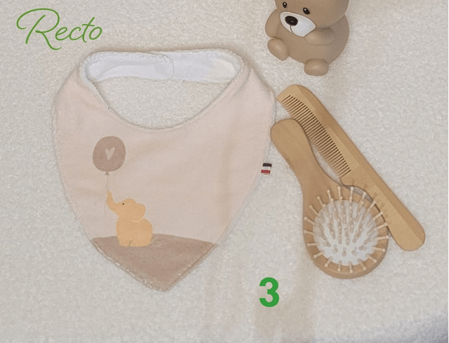 Bavoir bandana double face baby marron ocre