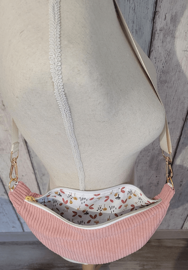 Sac demi-lune velours côtelé