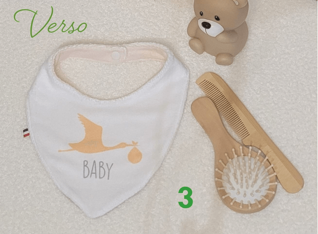 Bavoir bandana double face baby marron ocre