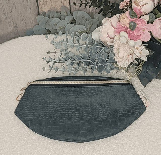 Sac banane simili cuir python vert anglais